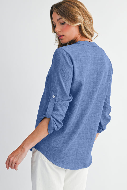 Ashley Chest Pocket Button Sleeve Top