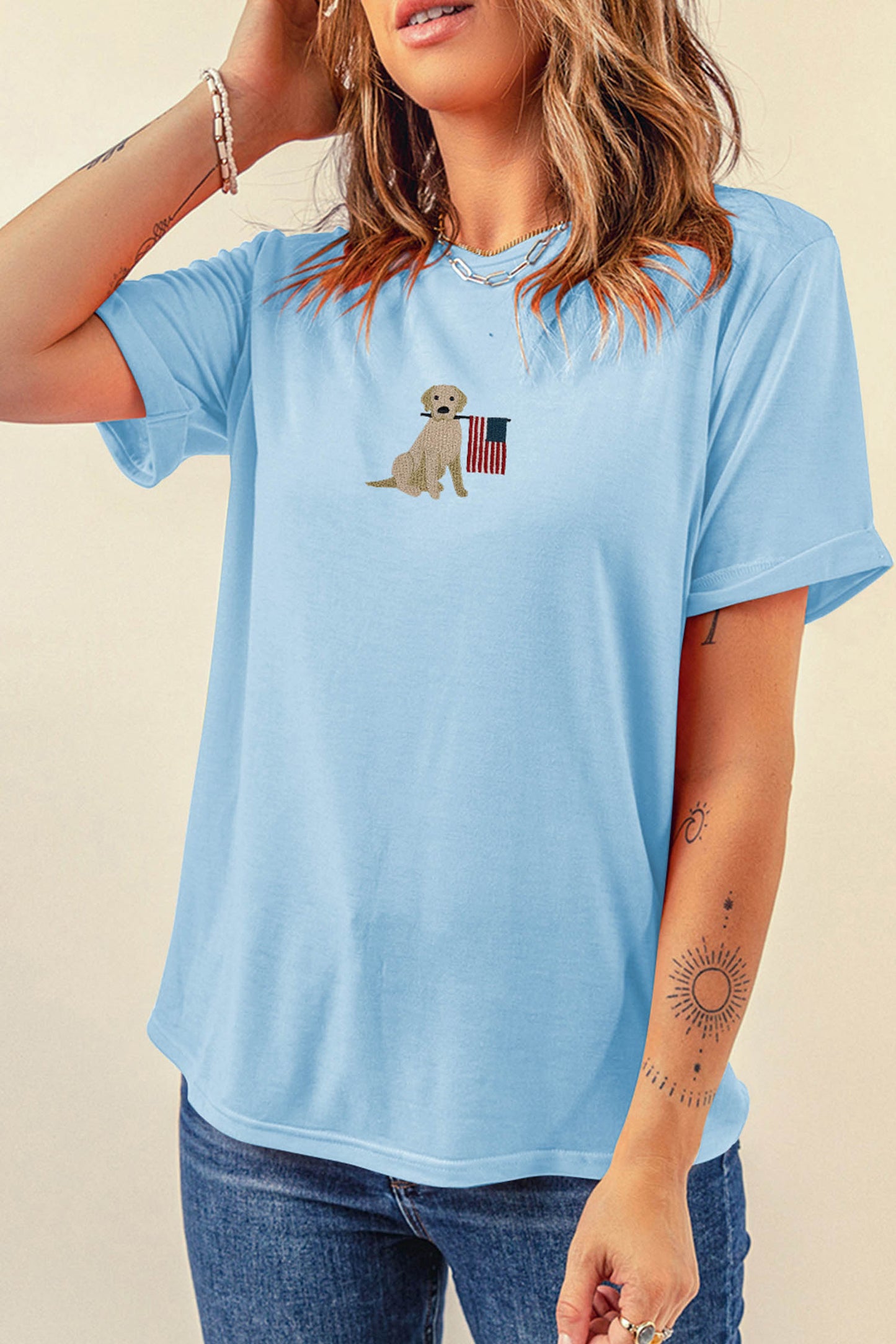 Americana Embroidered Graphic T Shirt