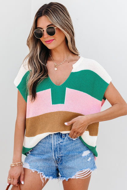 Isla Capsleeve Colorblock Knit Top