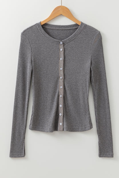 Button Me Up Fitted Ribbed Sweater