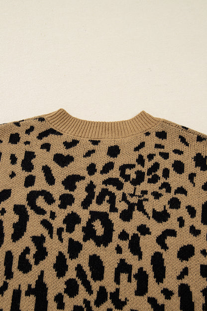 Leopard Slouchy Drop Shoulder Sweater