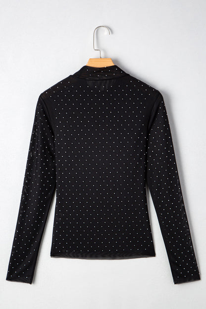 Ceremony Rhinestone Embellished Mesh Top