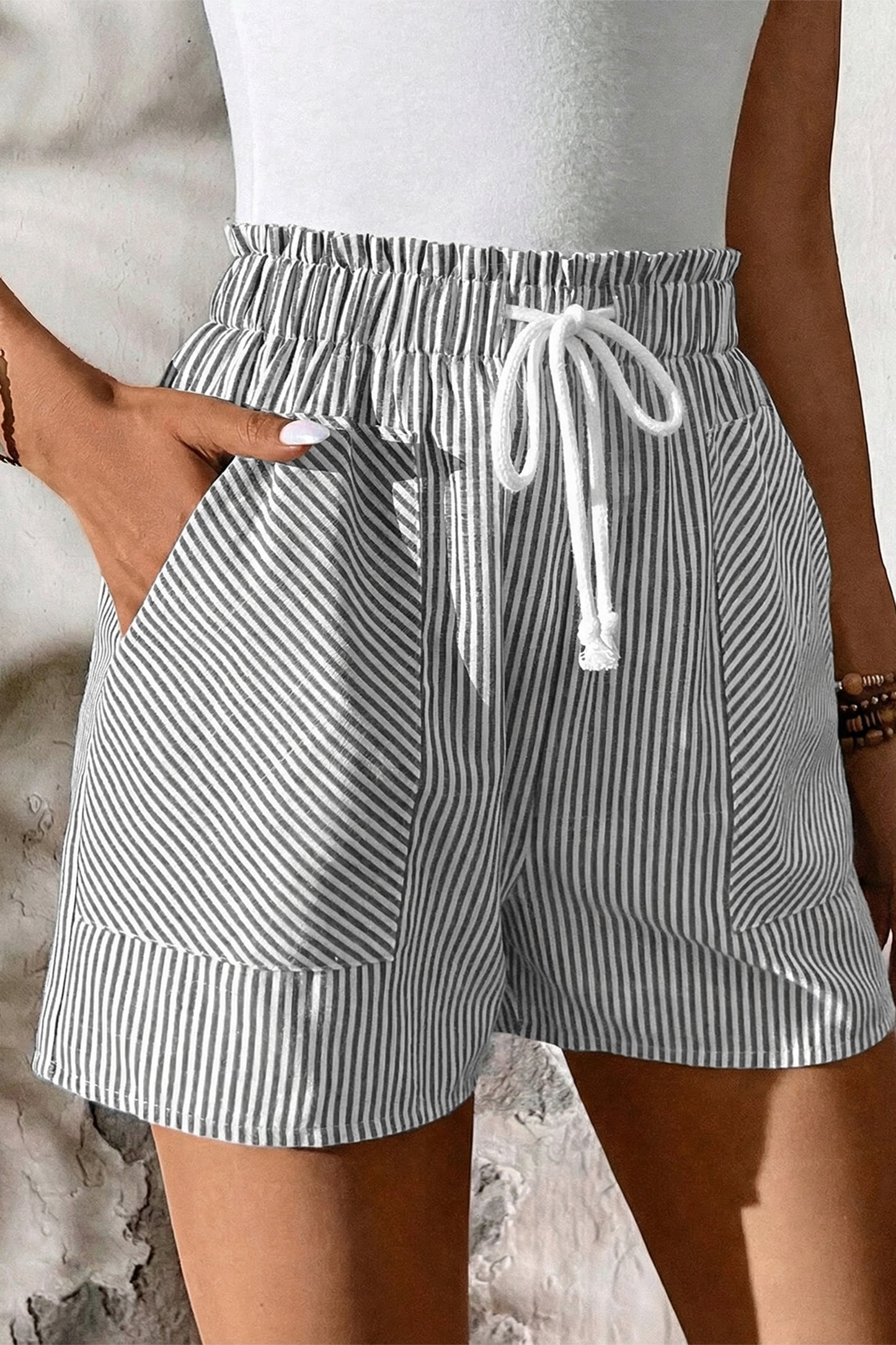 Riverfront Pinstripe Drawstring Shorts