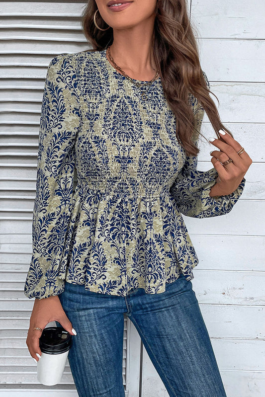 Cheyenne Smocked Peplum Blouse