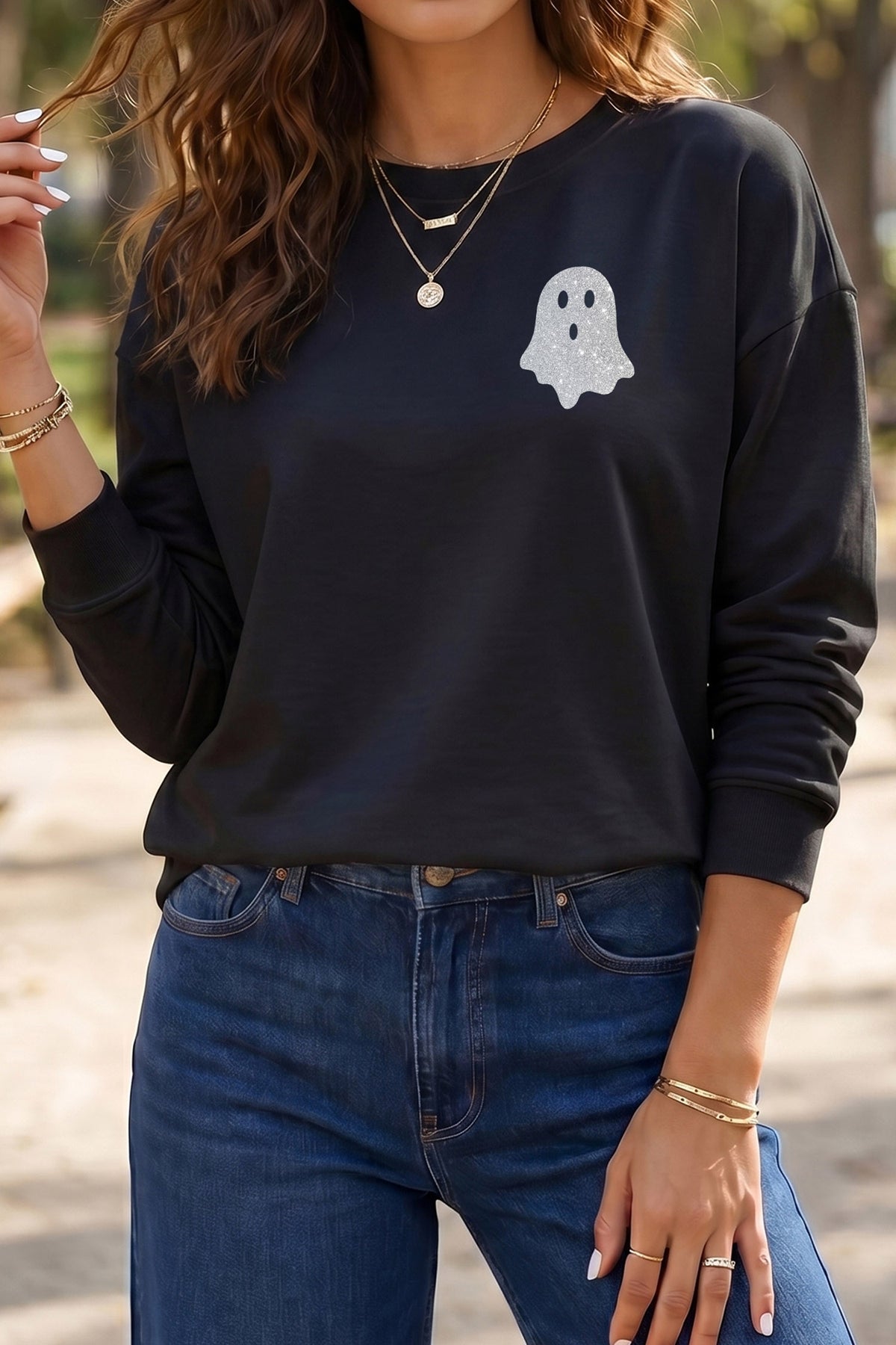 Glitter Ghost Pullover