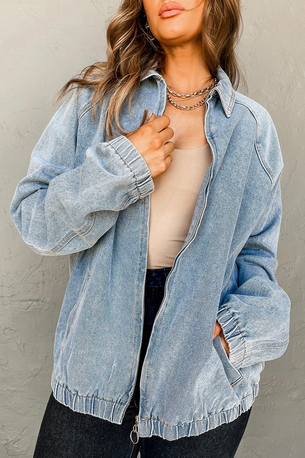 Andy Oversized Denim Zip Up Jacket