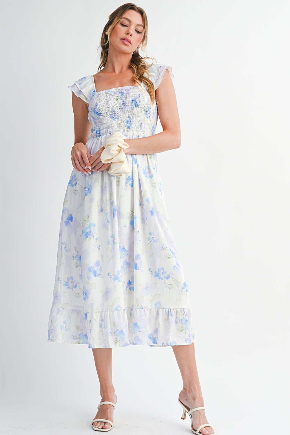 Argentina High Waisted Smocked Midi Dress
