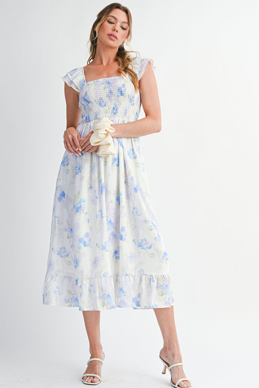 Argentina High Waisted Smocked Midi Dress