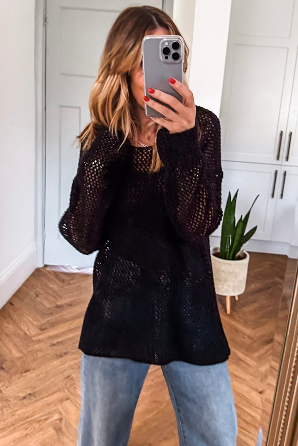 Lynne Crochet Drop Shoulder Sweater