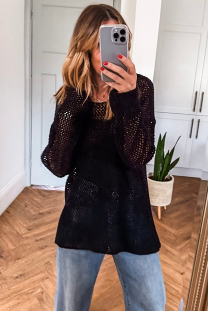Lynne Crochet Drop Shoulder Sweater