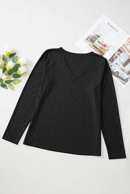 Plain Jane V Neck Long Sleeve Top