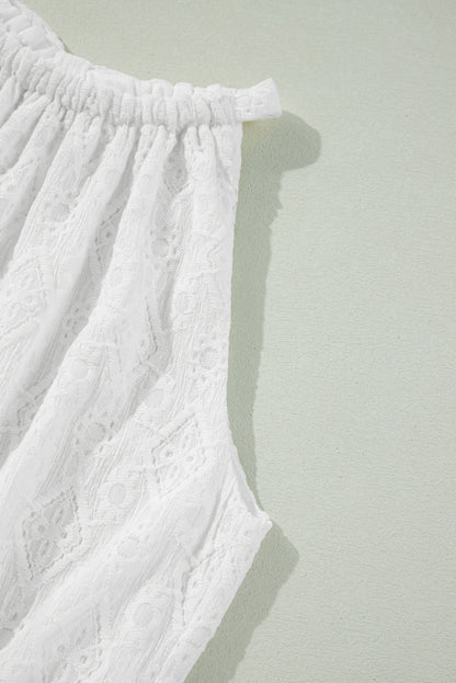 Evelyne Eyelet Halter Tie Waist Mini Dress
