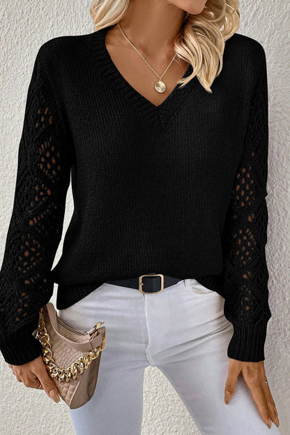 Daphne Crochet Sleeve Sweater