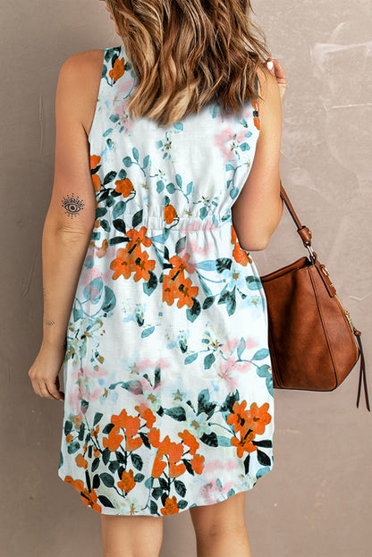 Malibu Watercolor Floral Button Front Dress