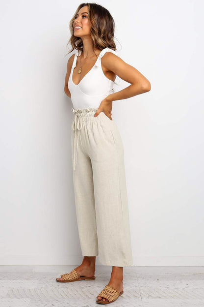 Tanya Paperbag Tie Waist Cropped Pant