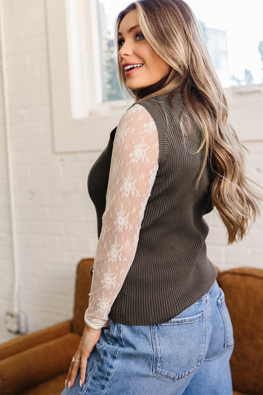 Diane Ribbed Turtle Neck Fitted Sleeveless Sweater