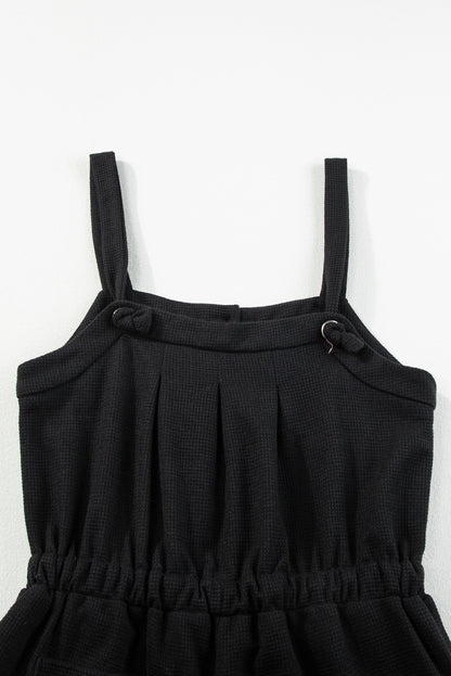 Crystal Textured Drawstring Sleeveless Jumpsuit