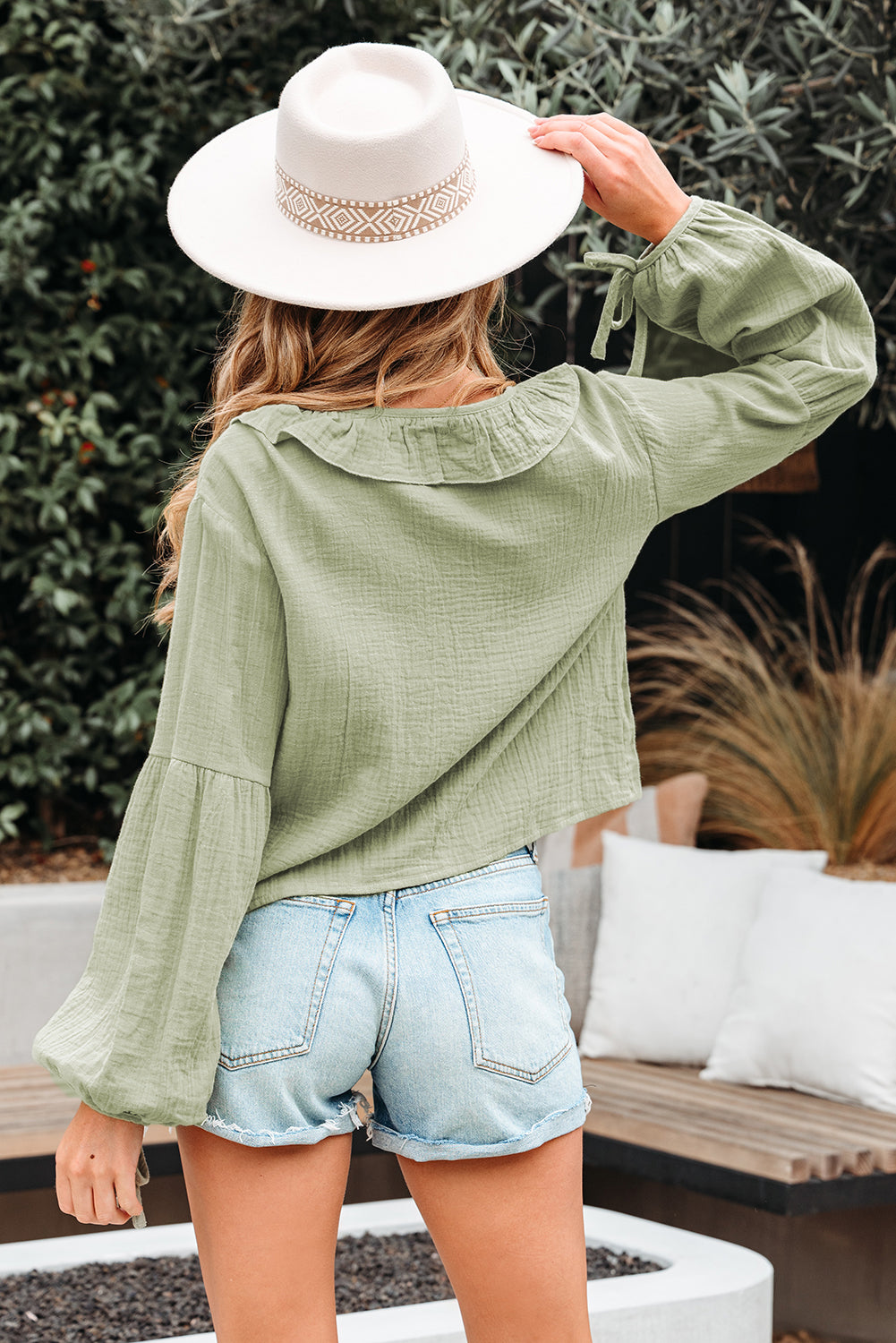 Misty Ruffle Balloon Sleeve Blouse