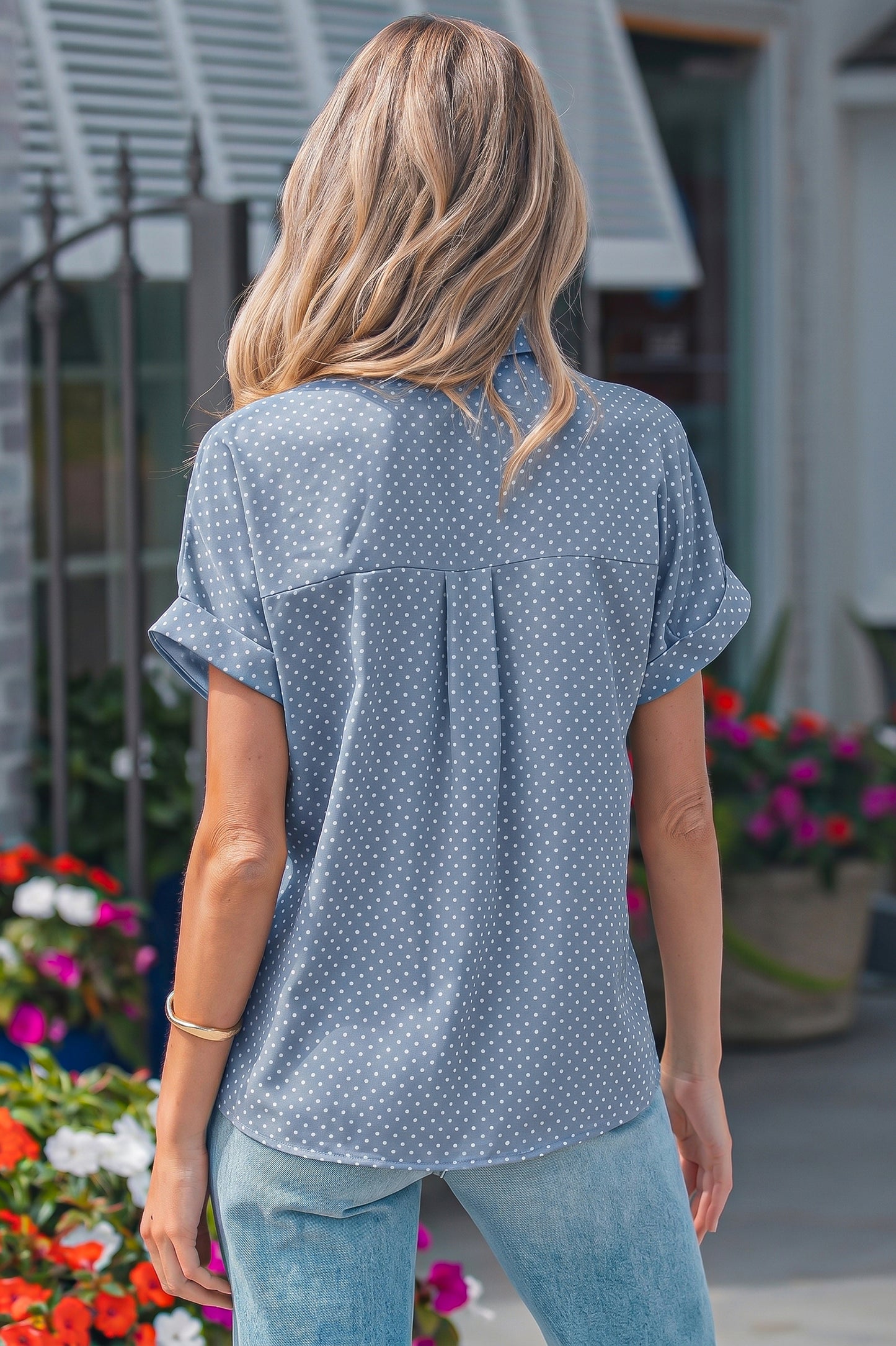 Dottie Cuffed Sleeve Button Down Blouse