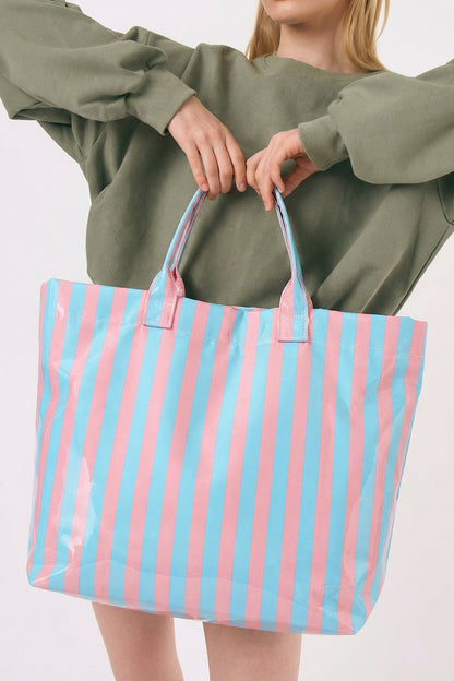 Glossy Summer Beach Vinyl Large Tote Bag