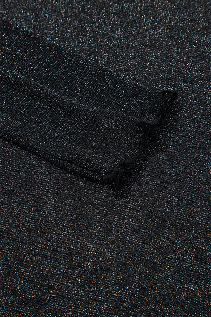 Metallic Glitter Sheer Mesh Long Sleeve Top