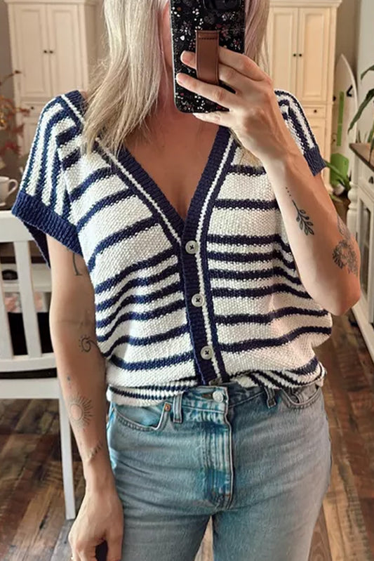 Nautical Navy + White Oversized Sweater Vest