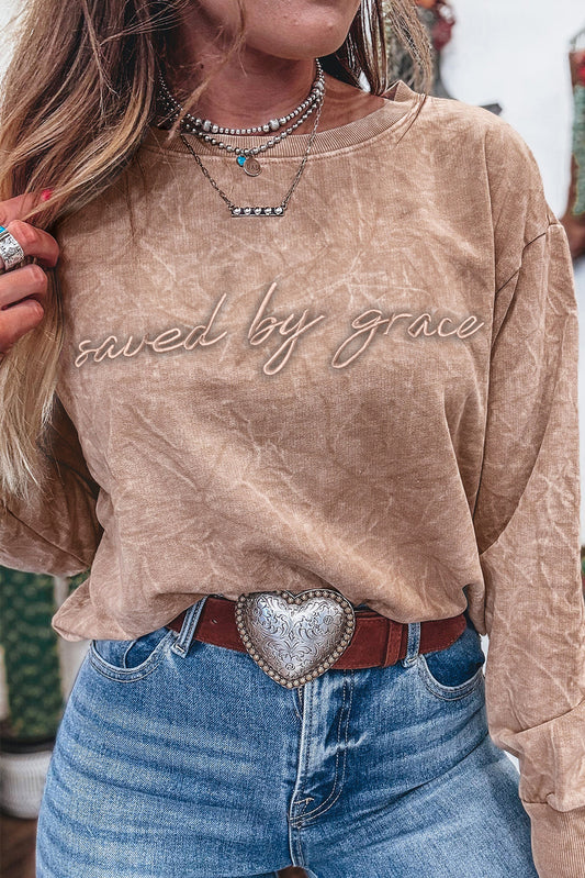 Monochromatic Saved By Grace Embroidered Pullover