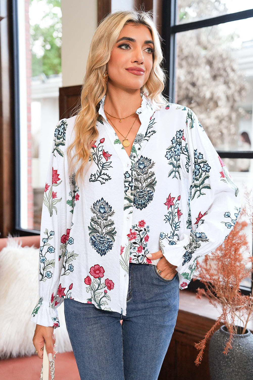 Beth Unique Floral Print Blouse