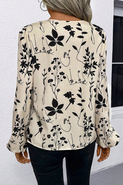 Sophia Floral Print Notched Neck Blouse