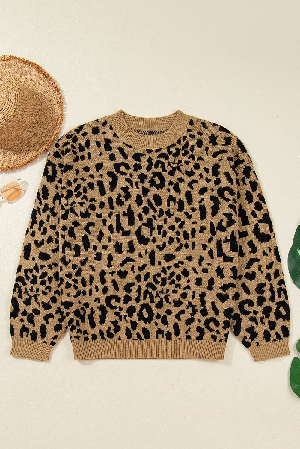Leopard Slouchy Drop Shoulder Sweater