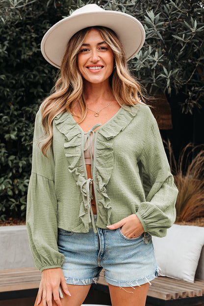Misty Ruffle Balloon Sleeve Blouse