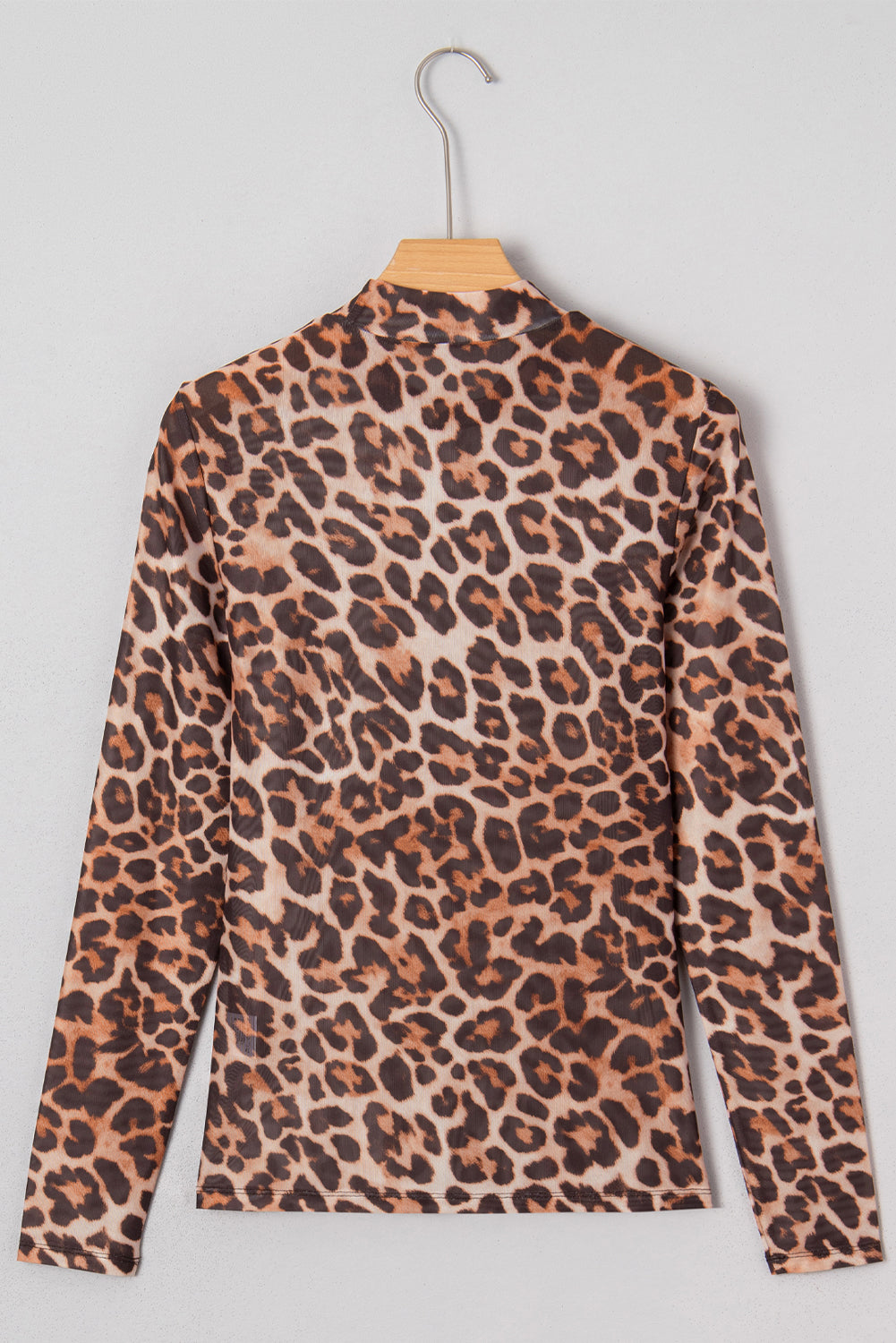 Safari Mock Neck Leopard Mesh Top