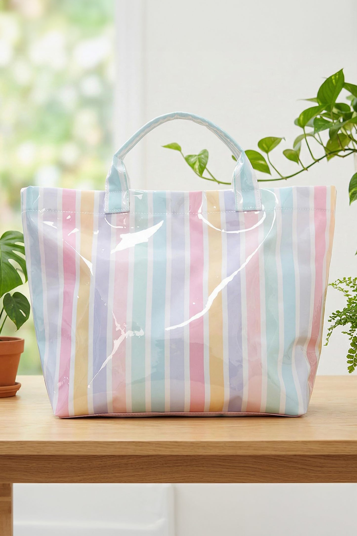 Glossy Summer Beach Vinyl Large Tote Bag