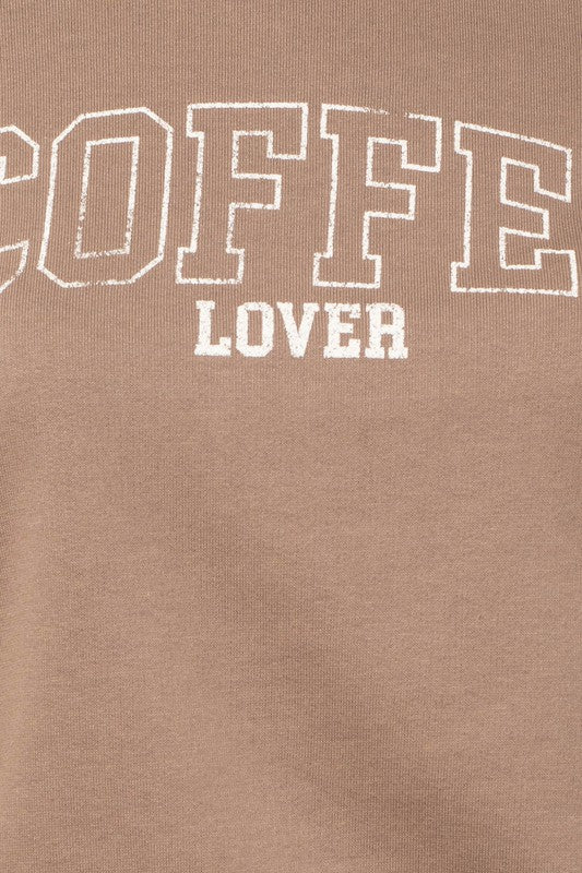 Long Sleeve Coffee Lover Graphic Print Top