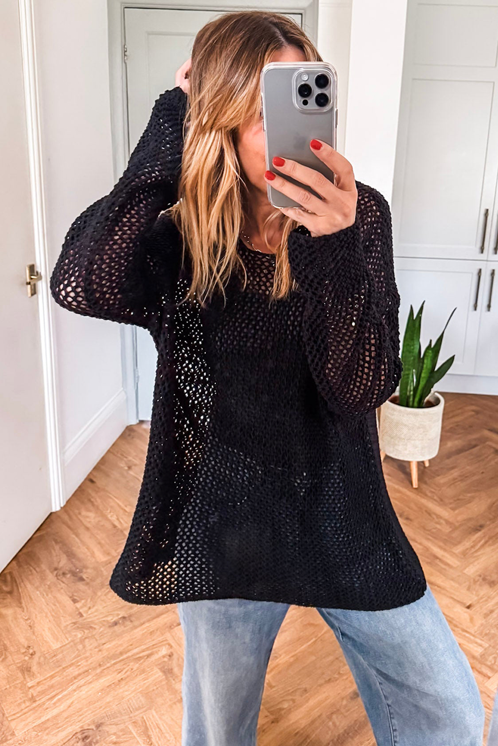 Lynne Crochet Drop Shoulder Sweater