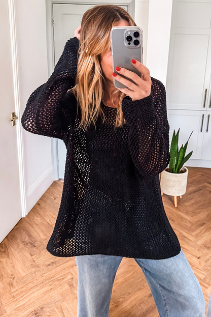Lynne Crochet Drop Shoulder Sweater