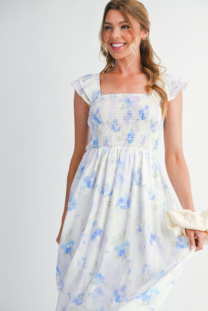 Argentina High Waisted Smocked Midi Dress