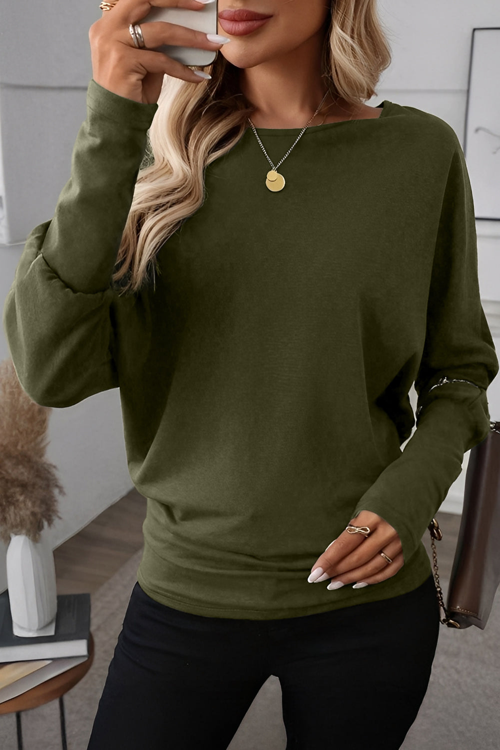 Autumn Solid Dolman Sleeve Top