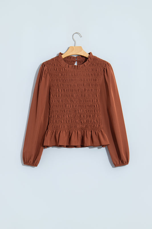 Bonbon Smocked Peplum Blouse