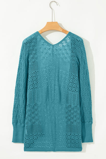 Charming Crochet Open Front Cardigan