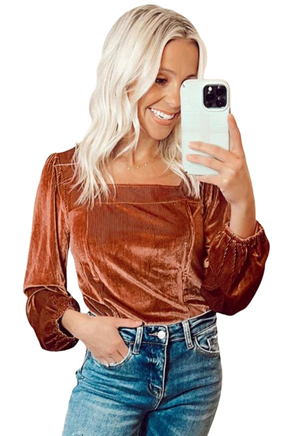 Terracotta Velvet Corduroy Top