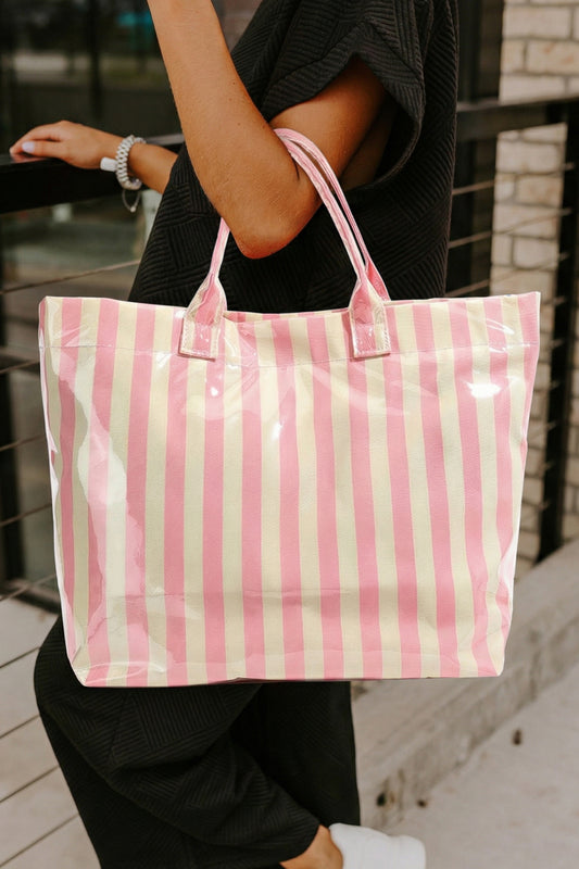 Glossy Summer Beach Vinyl Large Tote Bag