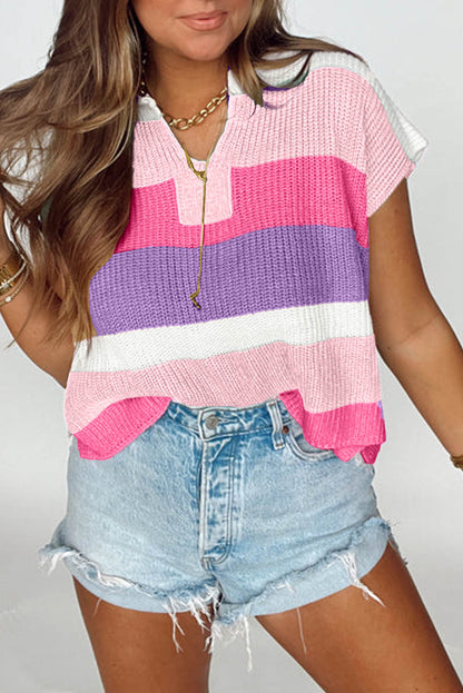 Isla Capsleeve Colorblock Knit Top