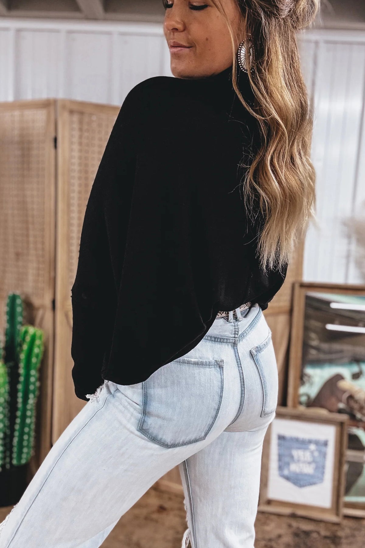 Onyx Mock Neck Slouchy Top