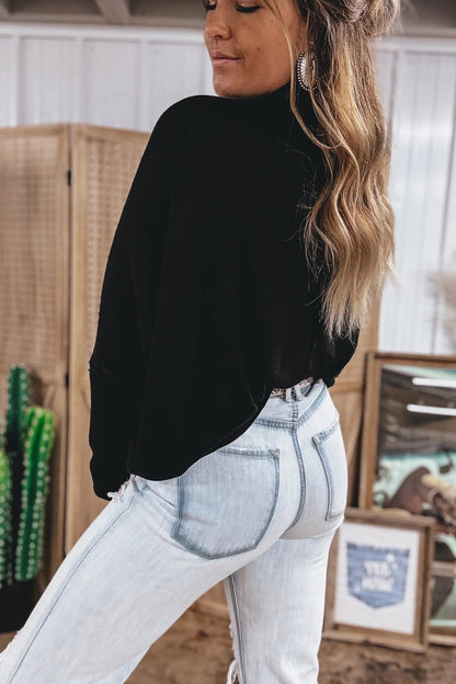 Onyx Mock Neck Slouchy Top