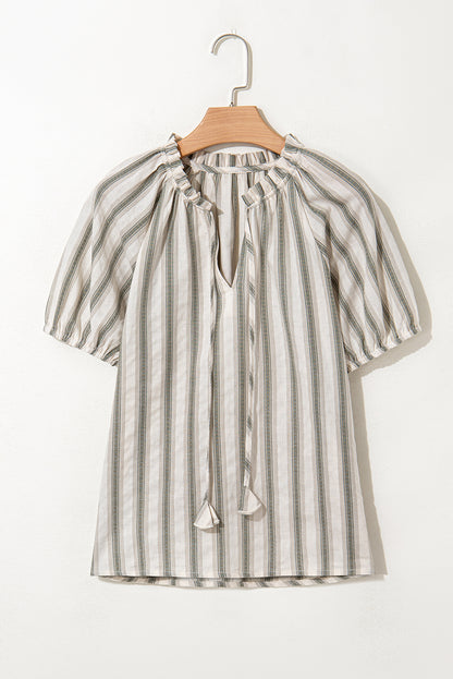 Jennifer Puff Sleeve Striped Blouse
