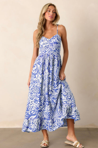 Oceania Spaghetti Strap High Waisted Maxi Dress