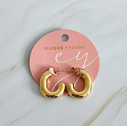 Golden Oval Hoop Earrings