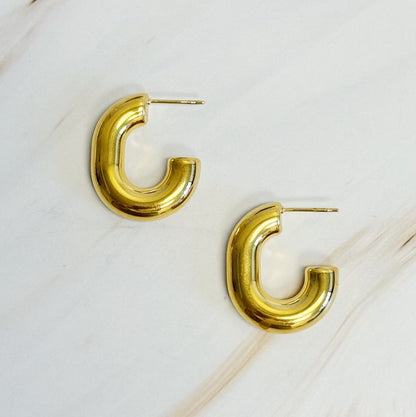 Golden Oval Hoop Earrings