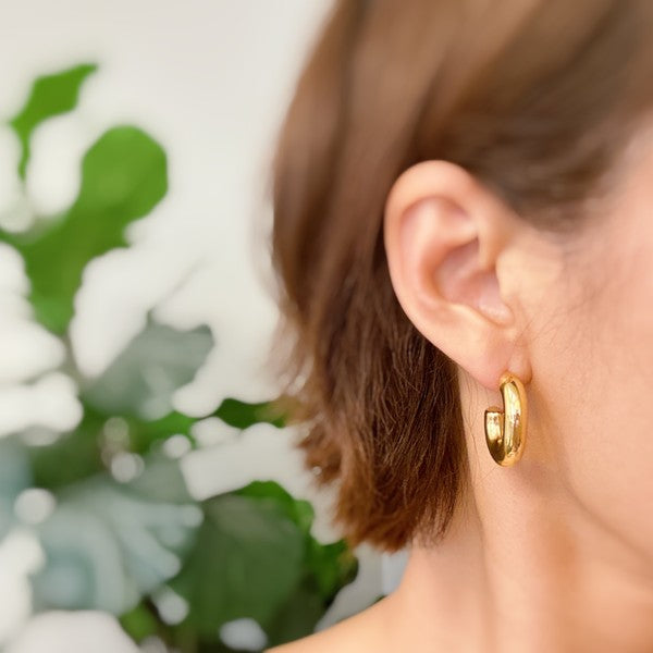 Golden Oval Hoop Earrings